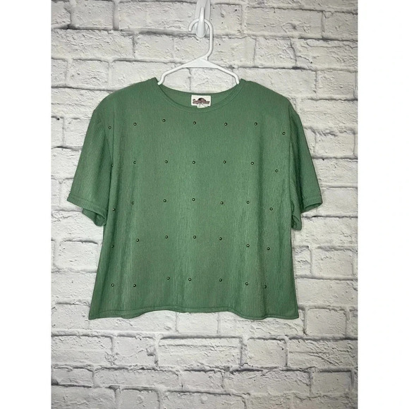 Superline Tops - Vintage superline cropped green top.